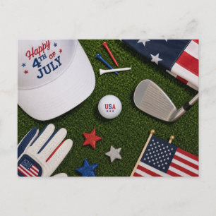 Golf 4 juli bal met Amerikaanse golfer thema Briefkaart