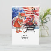 Golf 4 juli Cat uitnodigingskaart save the date Kaart (Staand voorkant)