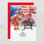 Golf 4 juli Cat uitnodigingskaart save the date Kaart (Voorkant / Achterkant)