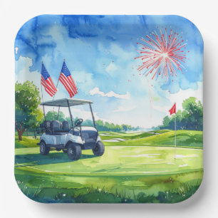 Golf 4 juli-feest met Amerikaanse vlag Papieren Bordje