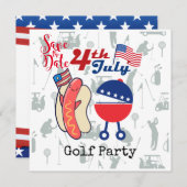 Golf 4 juli Onafhankelijkheid Dag Barbecue Party Save The Date (Voorkant / Achterkant)