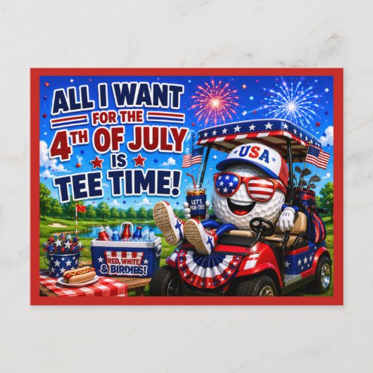 Golf 4 juli Onafhankelijkheidsdag  Briefkaart (Voorkant)