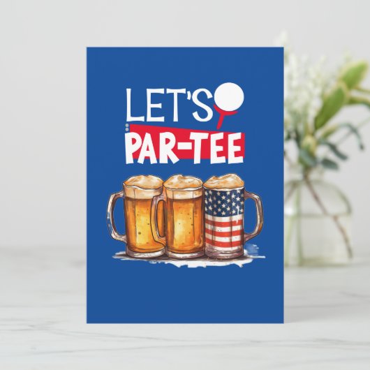 Golf 4 juli Onafhankelijkheidsdag Feestje  Kaart (Staand voorkant)