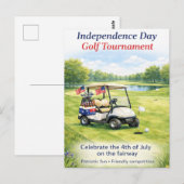 Golf 4 juli Onafhankelijkheidsdag golfkar op de ba Briefkaart (Voorkant / Achterkant)