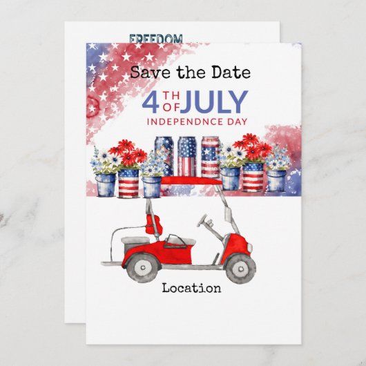 Golf 4 juli Onafhankelijkheidsdag met barbecue Kaart (Voorkant / Achterkant)