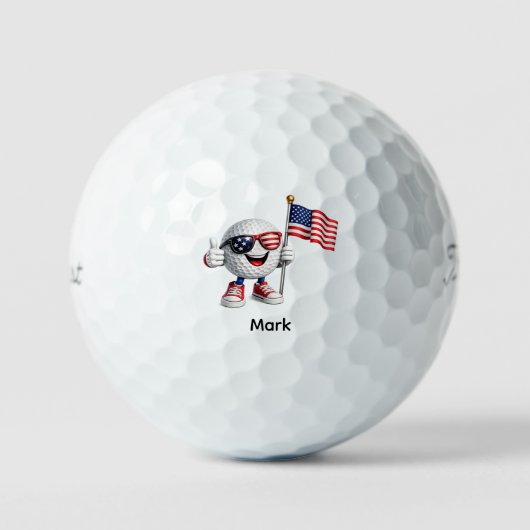 Golf 4 juli Onafhankelijkheidsdag met vlag Golfballen (Voorkant)