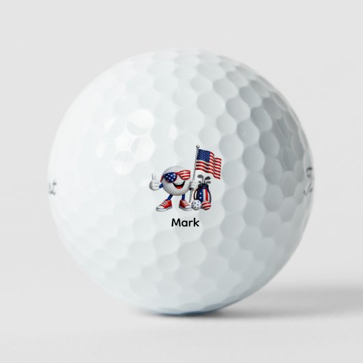 Golf 4 juli Onafhankelijkheidsdag met vlag Golfballen (Voorkant)
