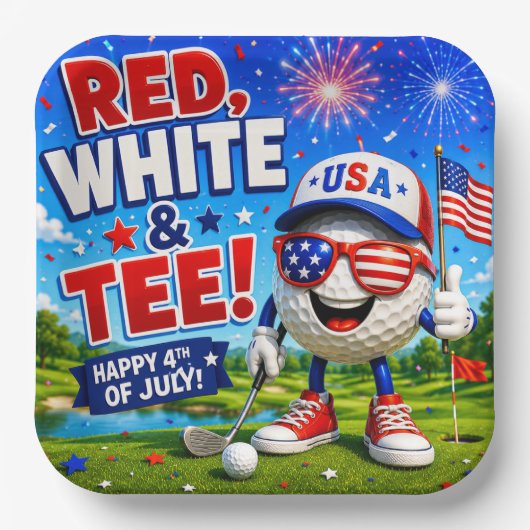 Golf 4 juli Onafhankelijkheidsdag  Papieren Bordje (Voorkant)