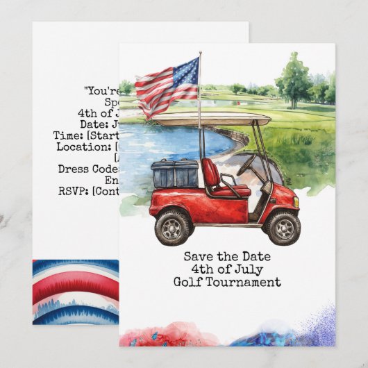 Golf 4 juli Onafhankelijkheidsdag voor golfer Kaart (Voorkant / Achterkant)
