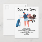 Golf 4 juli - Save the Date Independence Day Briefkaart (Voorkant / Achterkant)