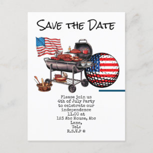 Golf 4 juli - Save the Date Independence Day Briefkaart