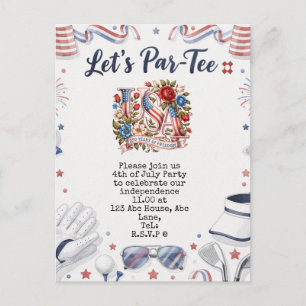 Golf 4 juli Save the Date Onafhankelijkheidsdag Briefkaart