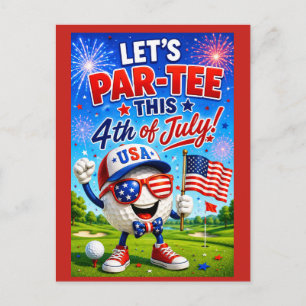 Golf 4 juli Save the Date Onafhankelijkheidsdag Briefkaart