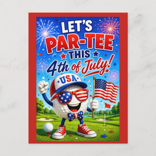 Golf 4 juli Save the Date Onafhankelijkheidsdag Briefkaart (Voorkant)