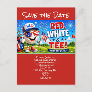 Golf 4 juli Save the Date Onafhankelijkheidsdag Briefkaart
