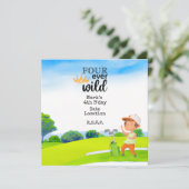 Golf 4e Jaar oud vier ooit wild Verjaardag Save The Date (Staand voorkant)