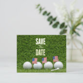 GOLF 4th juli save the date met vlag Amerika Briefkaart (Staand voorkant)
