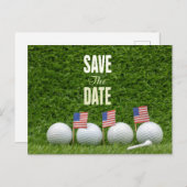 GOLF 4th juli save the date met vlag Amerika Briefkaart (Voorkant / Achterkant)
