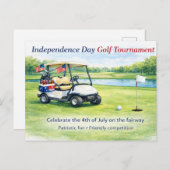 Golf 4th July Independence Day golf cart on course Briefkaart (Voorkant / Achterkant)