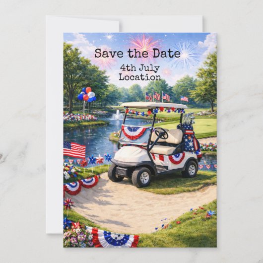 Golf  4th July Independence Day with Barbecue Kaart (Voorkant)