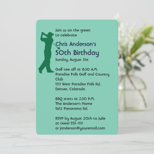 Golf 50e verjaardag kaart (Staand voorkant)