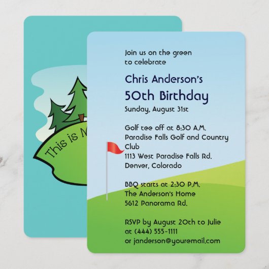 Golf 50e verjaardag kaart (Voorkant / Achterkant)