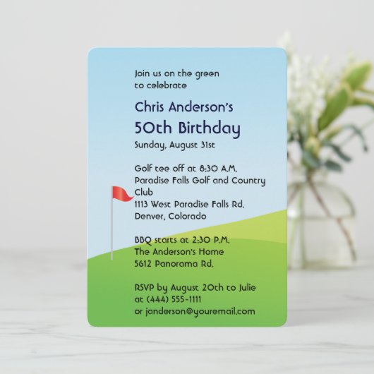Golf 50e verjaardag kaart (Staand voorkant)