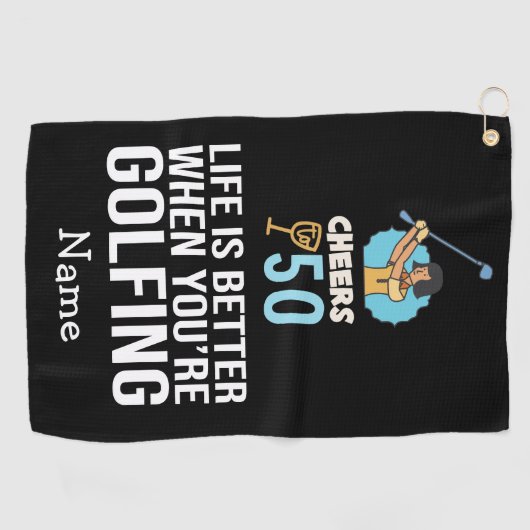 Golf 50e verjaardag leven is beter bij het golfen golfhanddoek (Horizontaal)