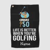 Golf 50e verjaardag leven is beter bij het golfen golfhanddoek (Voorkant)