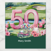 Golf 50e verjaardag met nummer 50 op de golfbaan wijn etiket (Enkel label)