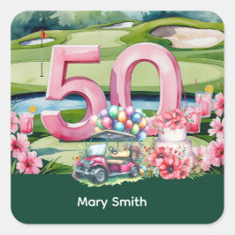 Golf 50e verjaardag met nummer 50 vierkante sticker