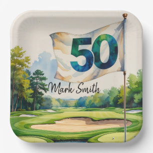 Golf 50e verjaardag op de golfbaan papieren bordje