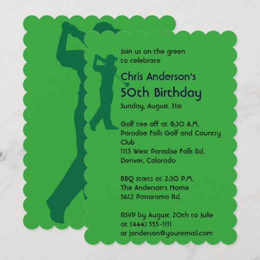 Golf 50e verjaardag uitnodiging (Voorkant / Achterkant)