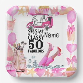 Golf 50e verjaardag voor vrouw golfer papieren bordje