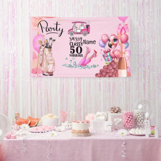 Golf 50e verjaardag voor vrouw golfer spandoek (Feest)