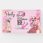 Golf 50e verjaardag voor vrouw golfer spandoek (Horizontaal)