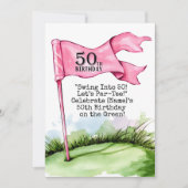 Golf 50e Verjaardag Vrouw Golfer Roze thema Kaart (Voorkant)