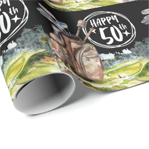 Golf 50ste verjaardag aan golfer cadeaupapier