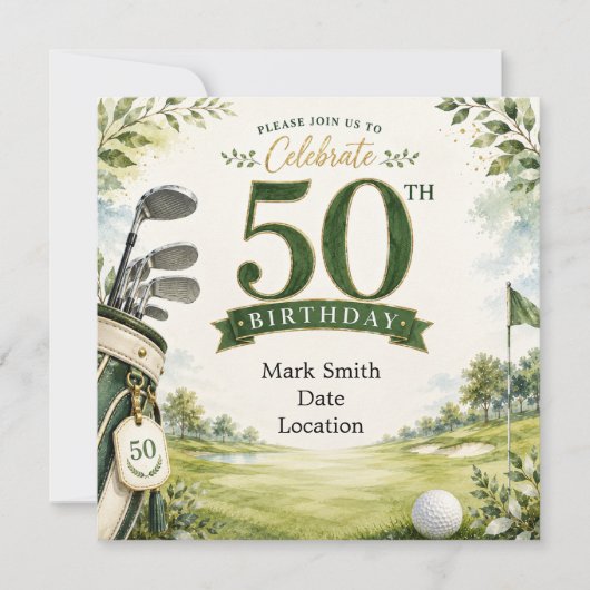 Golf 50ste verjaardag kaart (Voorkant)