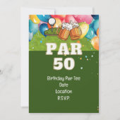 Golf 50ste verjaardag met golf en bier kaart (Voorkant)