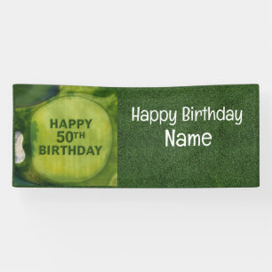 Golf 50ste verjaardag op putting green voor golfer spandoek