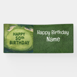 Golf 50ste verjaardag op putting green voor golfer spandoek