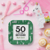 Golf 50ste verjaardag voor golfer met groen gras papieren bordje (Feest)