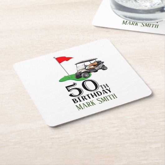 Golf 50ste verjaardag voor u met Golf Vlag Kartonnen Onderzetters (Schuin)