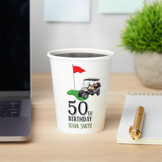 Golf 50ste verjaardag voor u met Golf Vlag Papieren Bekers (Insitu)