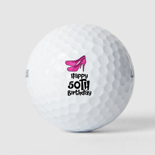 Golf 50ste verjaardag voor vrouwelijke golfer roze golfballen (Voorkant)