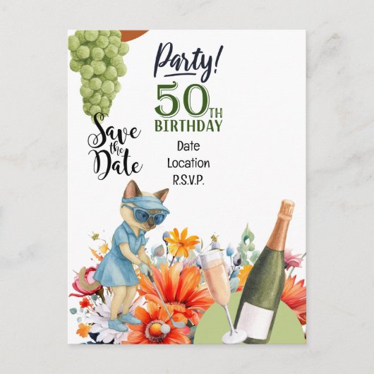 Golf 50ste verpartij save-the-date uitnodiging (Voorkant)