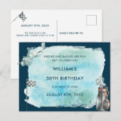 Golf 50ste verparty waterverf briefkaart (Voorkant / Achterkant)