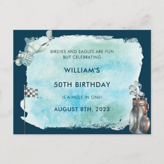 Golf 50ste verparty waterverf briefkaart (Voorkant)