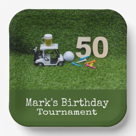 Golf 50th Birthday for golfer Papieren Bordje (Voorkant)